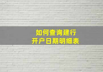 如何查询建行开户日期明细表