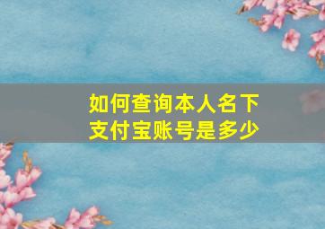 如何查询本人名下支付宝账号是多少