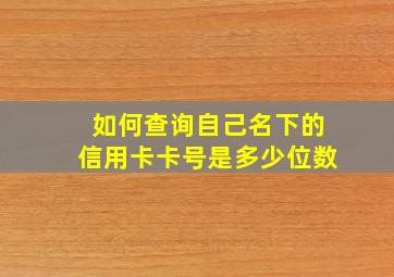 如何查询自己名下的信用卡卡号是多少位数