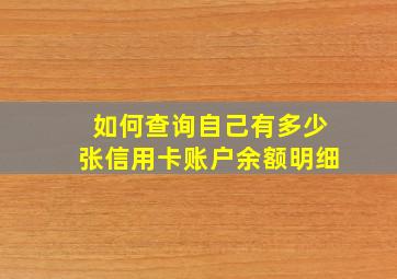 如何查询自己有多少张信用卡账户余额明细