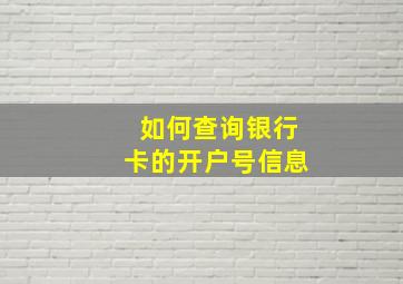 如何查询银行卡的开户号信息