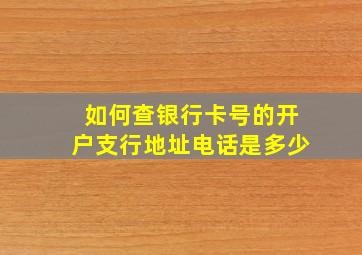 如何查银行卡号的开户支行地址电话是多少