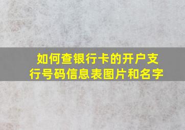 如何查银行卡的开户支行号码信息表图片和名字