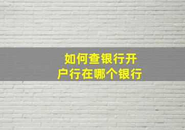 如何查银行开户行在哪个银行