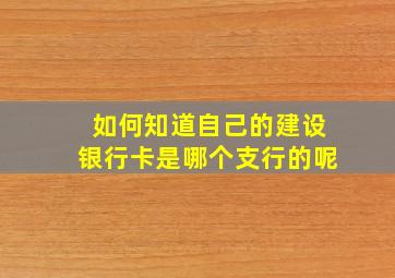 如何知道自己的建设银行卡是哪个支行的呢