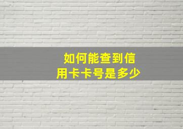 如何能查到信用卡卡号是多少