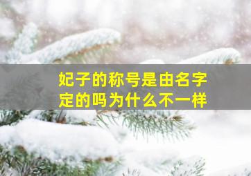 妃子的称号是由名字定的吗为什么不一样