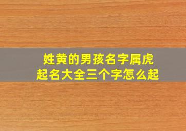 姓黄的男孩名字属虎起名大全三个字怎么起