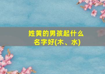 姓黄的男孩起什么名字好(木、水)