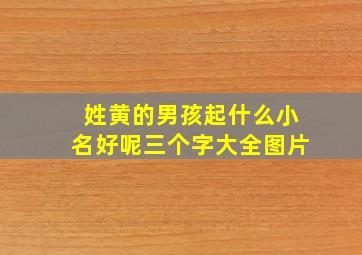 姓黄的男孩起什么小名好呢三个字大全图片