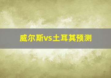 威尔斯vs土耳其预测