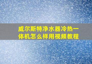 威尔斯特净水器冷热一体机怎么样用视频教程