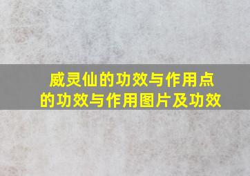 威灵仙的功效与作用点的功效与作用图片及功效