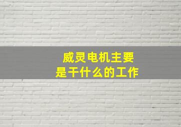 威灵电机主要是干什么的工作