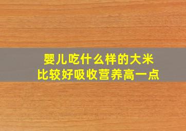 婴儿吃什么样的大米比较好吸收营养高一点