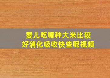 婴儿吃哪种大米比较好消化吸收快些呢视频