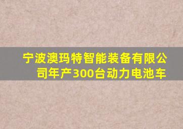 宁波澳玛特智能装备有限公司年产300台动力电池车