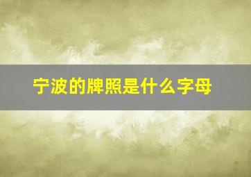 宁波的牌照是什么字母