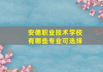 安德职业技术学校有哪些专业可选择