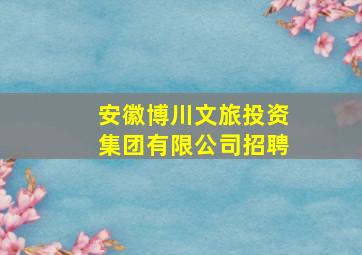 安徽博川文旅投资集团有限公司招聘