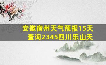 安徽宿州天气预报15天查询2345四川乐山天