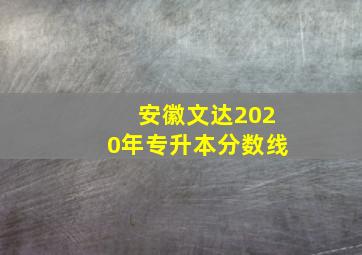 安徽文达2020年专升本分数线