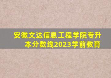 安徽文达信息工程学院专升本分数线2023学前教育