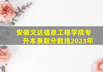 安徽文达信息工程学院专升本录取分数线2023年