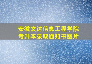 安徽文达信息工程学院专升本录取通知书图片