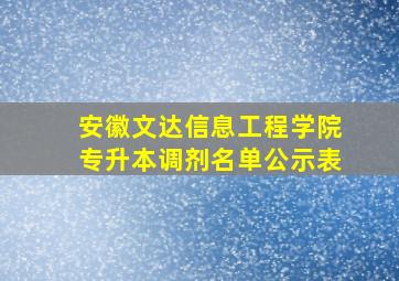 安徽文达信息工程学院专升本调剂名单公示表