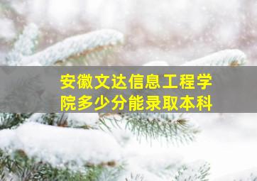 安徽文达信息工程学院多少分能录取本科