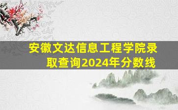 安徽文达信息工程学院录取查询2024年分数线