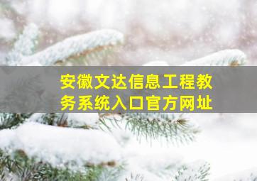 安徽文达信息工程教务系统入口官方网址