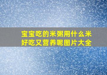 宝宝吃的米粥用什么米好吃又营养呢图片大全