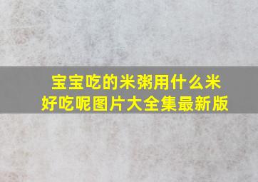 宝宝吃的米粥用什么米好吃呢图片大全集最新版