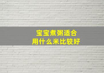 宝宝煮粥适合用什么米比较好