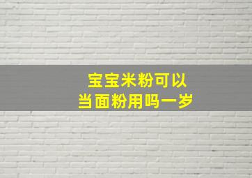 宝宝米粉可以当面粉用吗一岁