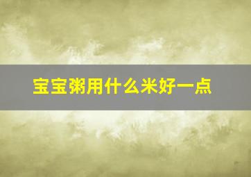 宝宝粥用什么米好一点