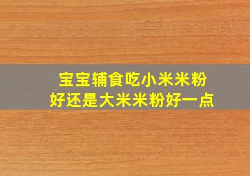 宝宝辅食吃小米米粉好还是大米米粉好一点