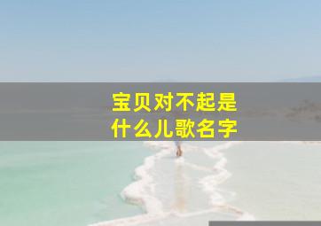 宝贝对不起是什么儿歌名字