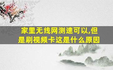 家里无线网测速可以,但是刷视频卡这是什么原因