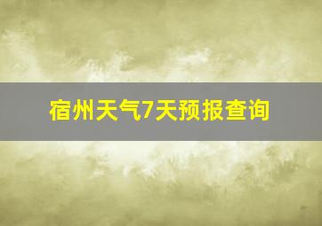 宿州天气7天预报查询