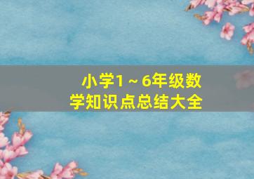 小学1～6年级数学知识点总结大全