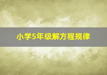 小学5年级解方程规律