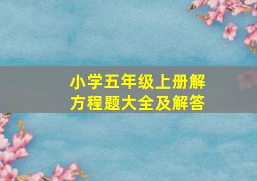 小学五年级上册解方程题大全及解答