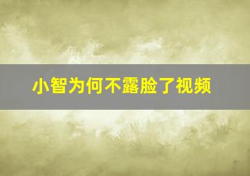 小智为何不露脸了视频