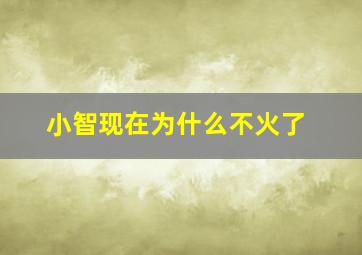 小智现在为什么不火了