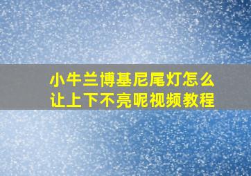 小牛兰博基尼尾灯怎么让上下不亮呢视频教程