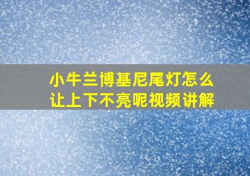 小牛兰博基尼尾灯怎么让上下不亮呢视频讲解