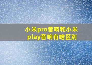 小米pro音响和小米play音响有啥区别